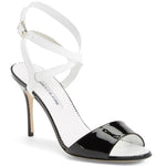 Manolo Blahnik Black White Patent Llonicabi Ankle Strap Sandals SZ 36.5 NIB $865