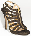 Jimmy Choo Glenys Bronze Metallic Suede Strappy Sandals Size 39 Zip $1050 heels