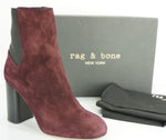 Rag & Bone Agnes Wine Suede Leather Heels Ankle Boots Sz 39 Stretch $575 Chelsea