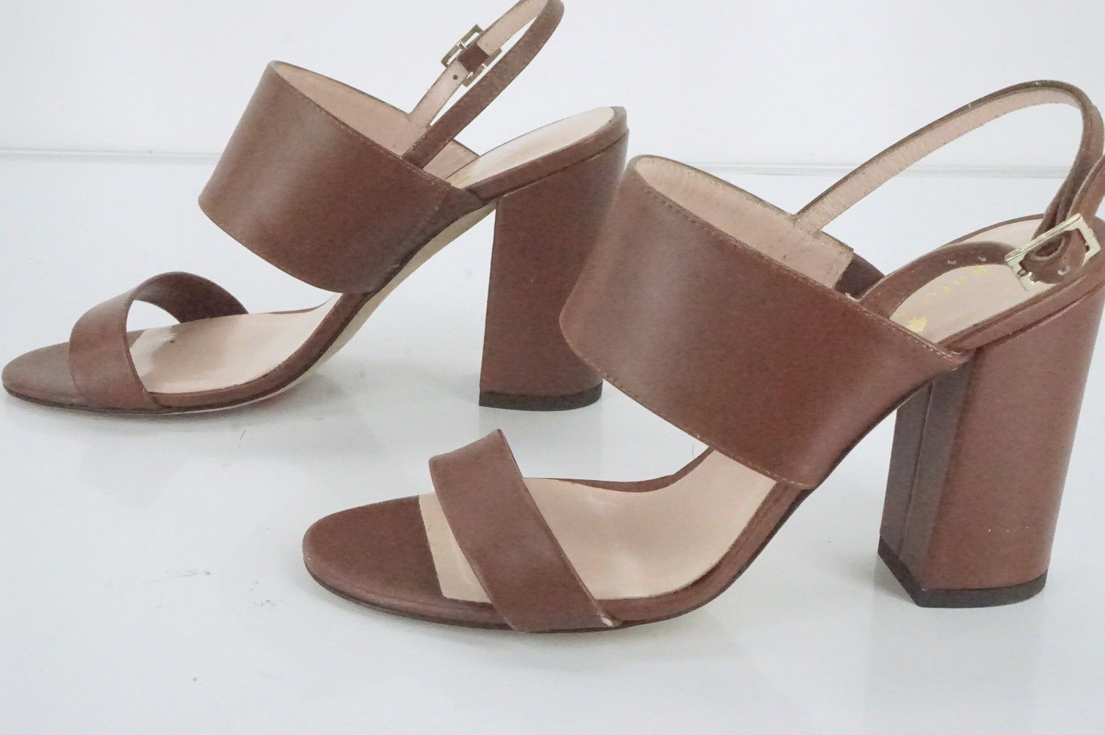 Kate Spade New York Brown Leather Irvine Ankle Strap Sandals Size 5 New Heels Sz