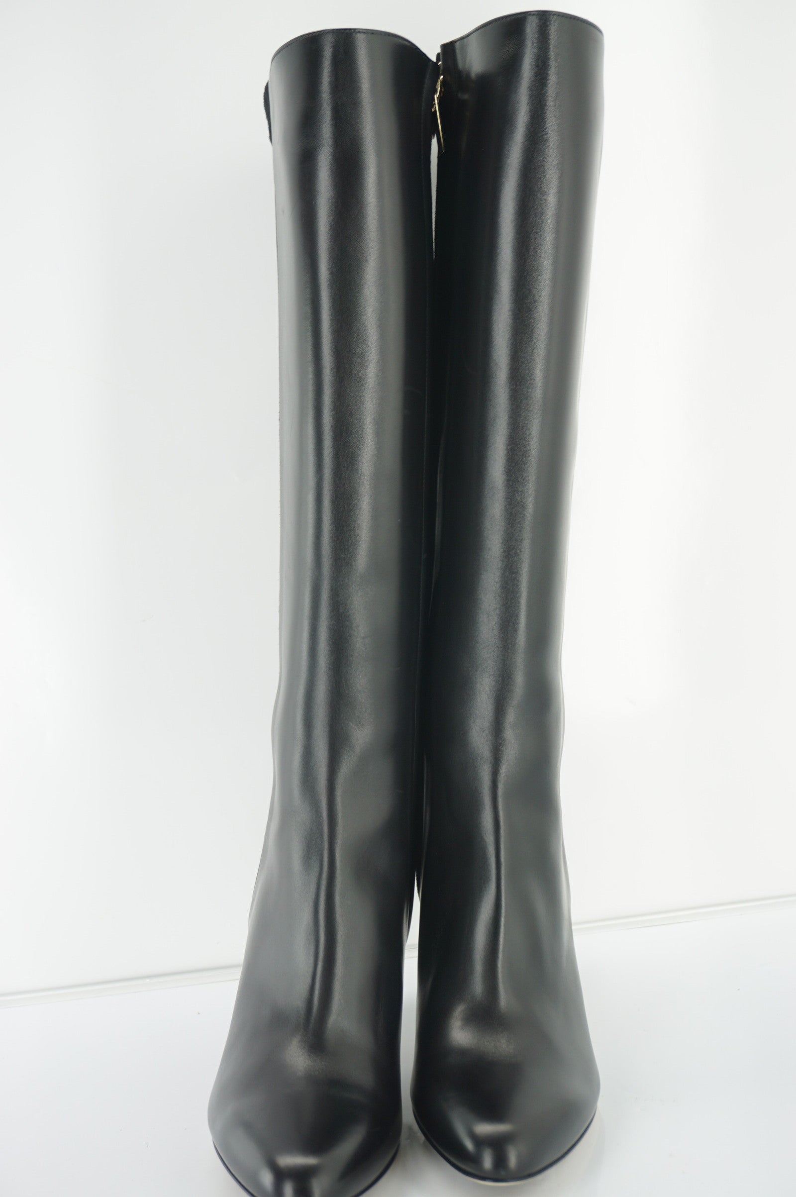 Jimmy Choo Aiden Tall Mixed Leather High Heel Riding Boots SZ 35 Knee NIB $1150