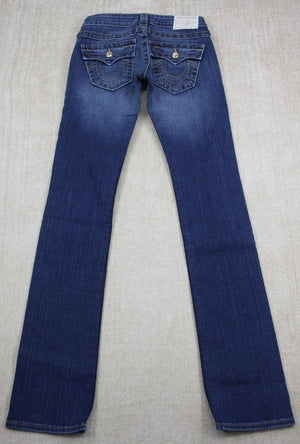 True Religion Disco Gold Straight leg Denim Blue Jeans Size 24 NWT Women's wash