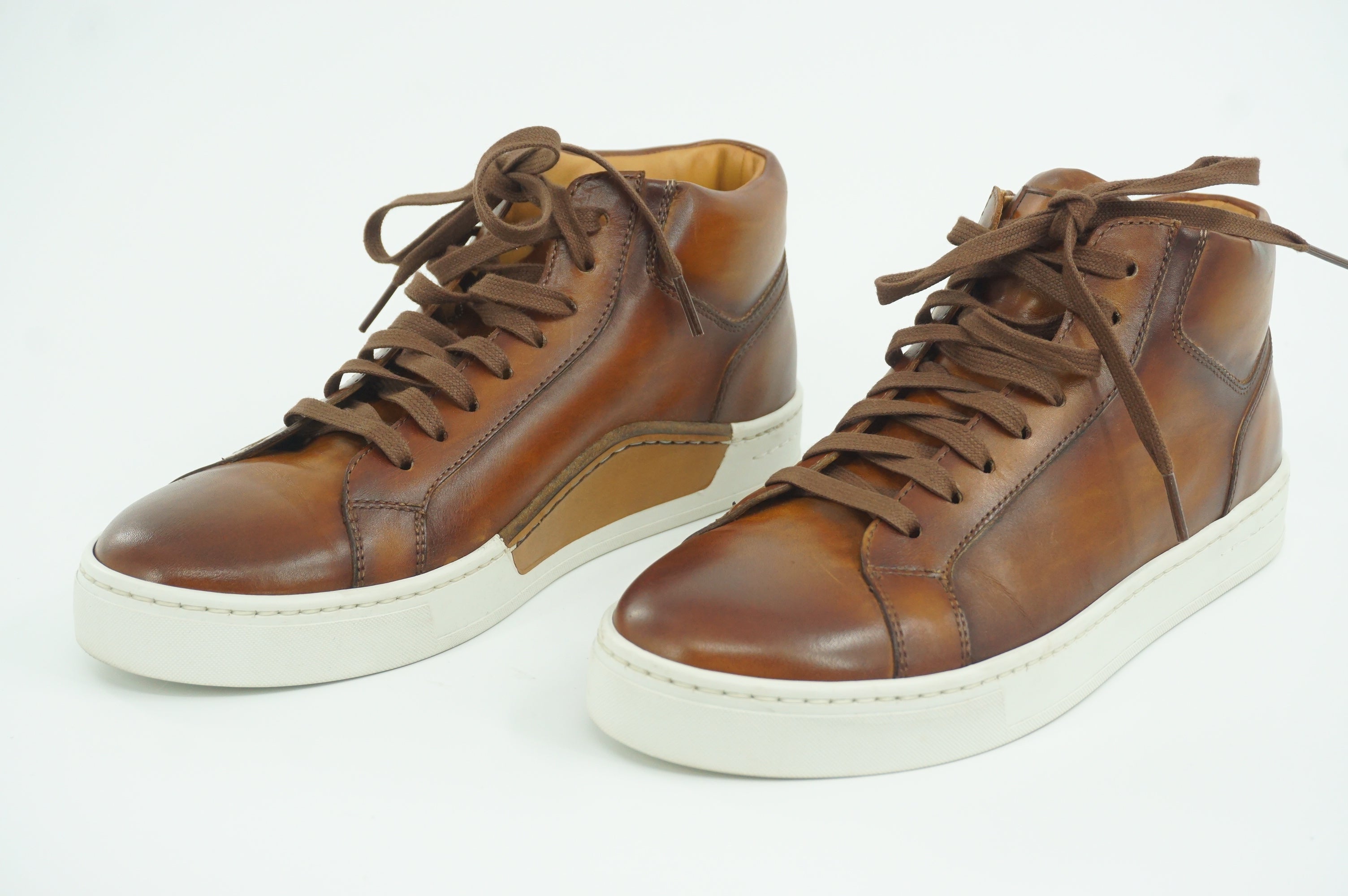 Magnanni Nalda Brown Leather Lace Up Sneaker SZ 7.5 NIB $435 High Top