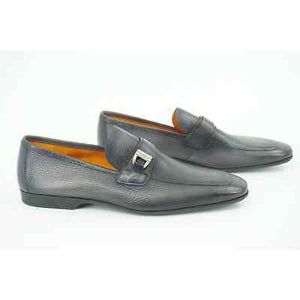 Magnanni Niko Grey Tumbled Leather Strap Loafers SZ 11.5 slip on buckle