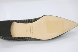 Manolo Blahnik Grey Houndstooth Tweed Ahalaya Cap Toe Ballet Flats Size 35.5 NIB