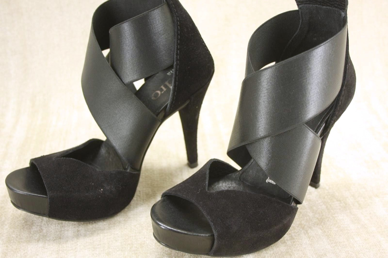 Pedro Garcia Black Leather Clary Wide Strap Platform Heel Sandals Sz 36 New $470