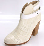 Rag & Bone Ivory Leather Harrow Ankle Booties SZ 39.5 Belted Block Heel New $550