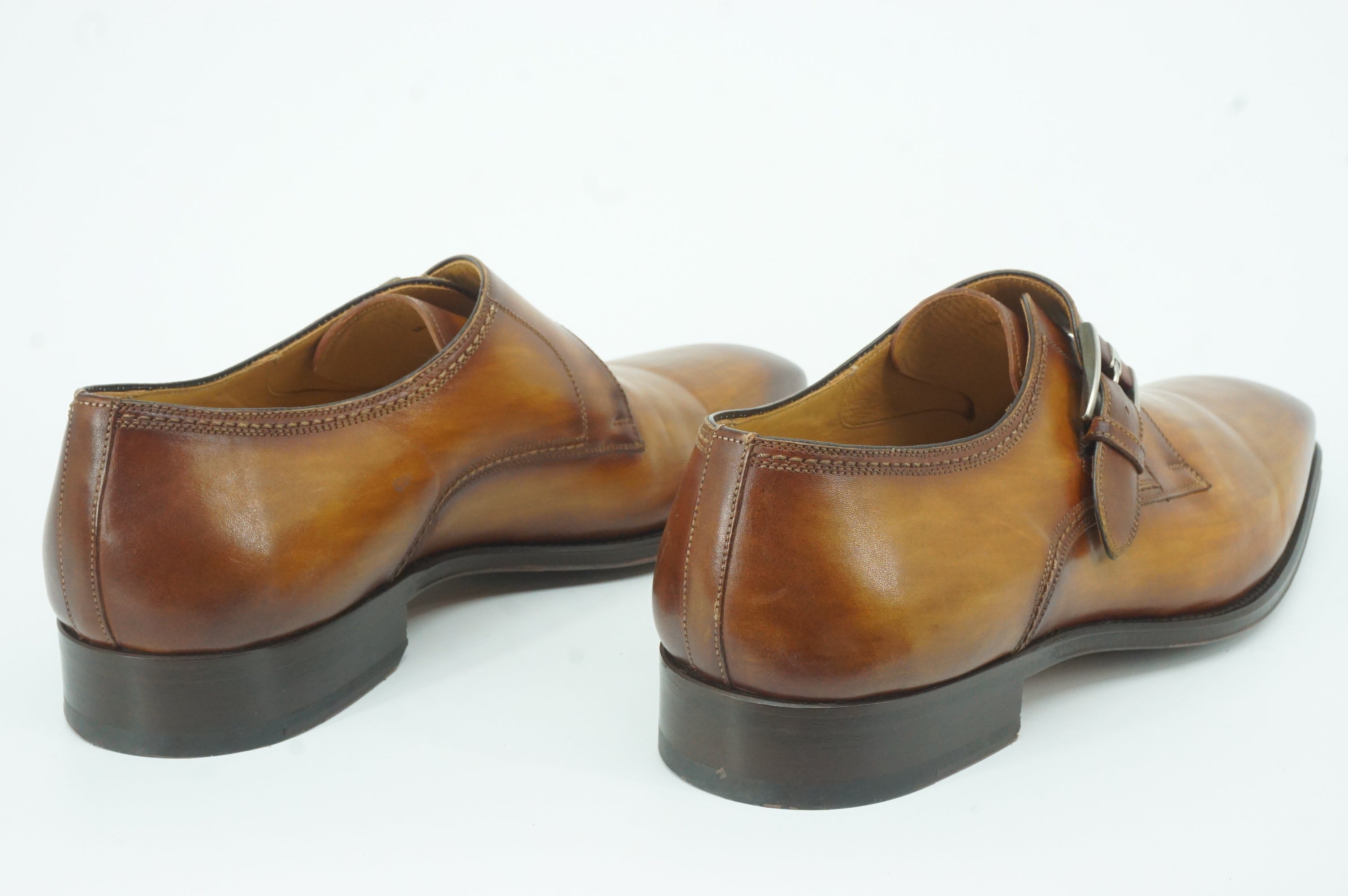 Magnanni Marco Brown Leather Monk Strap Loafers SZ 13 slip on buckle