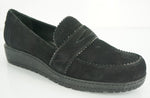 Size 7 Stuart Weitzman Schooldays Black Suede Platform Penny Loafers NIB $399