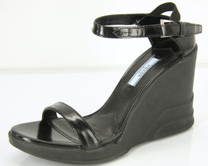 Prada Sport Ankle Strap Wedge Sandals Size 37.5 Sculpted Heel Strappy $850 New