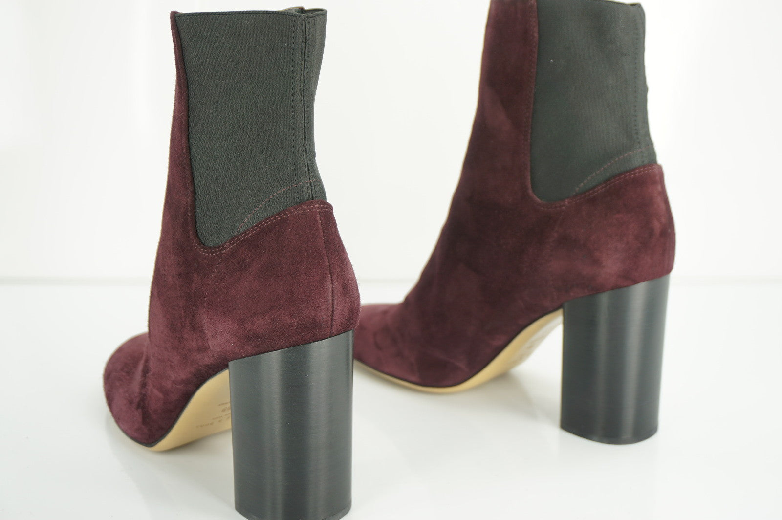 Rag & Bone Agnes Wine Suede Leather Heels Ankle Boots Sz 39 Stretch $575 Chelsea