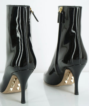 Valentino Black Patent Rockstud Bottom Sole Ankle Booties Size 37.5 NIB $1345