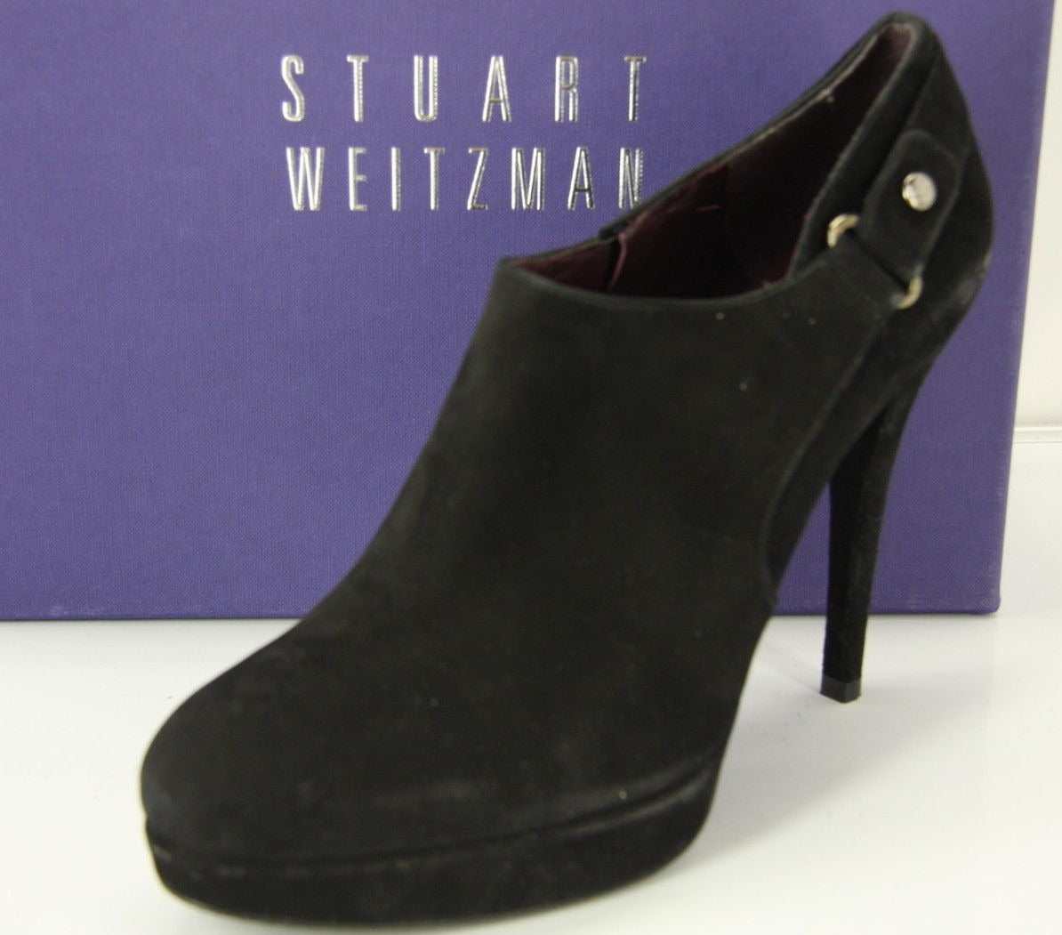 Stuart Weitzman Black Suede 'The Coverall' Platform Ankle Booties size 8 $470