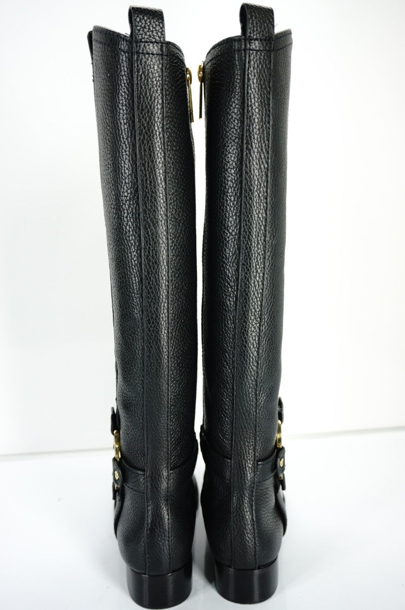Tory Burch Logo Buckle Amanda Tall Leather Riding Knee High Boots SZ 5 New $495