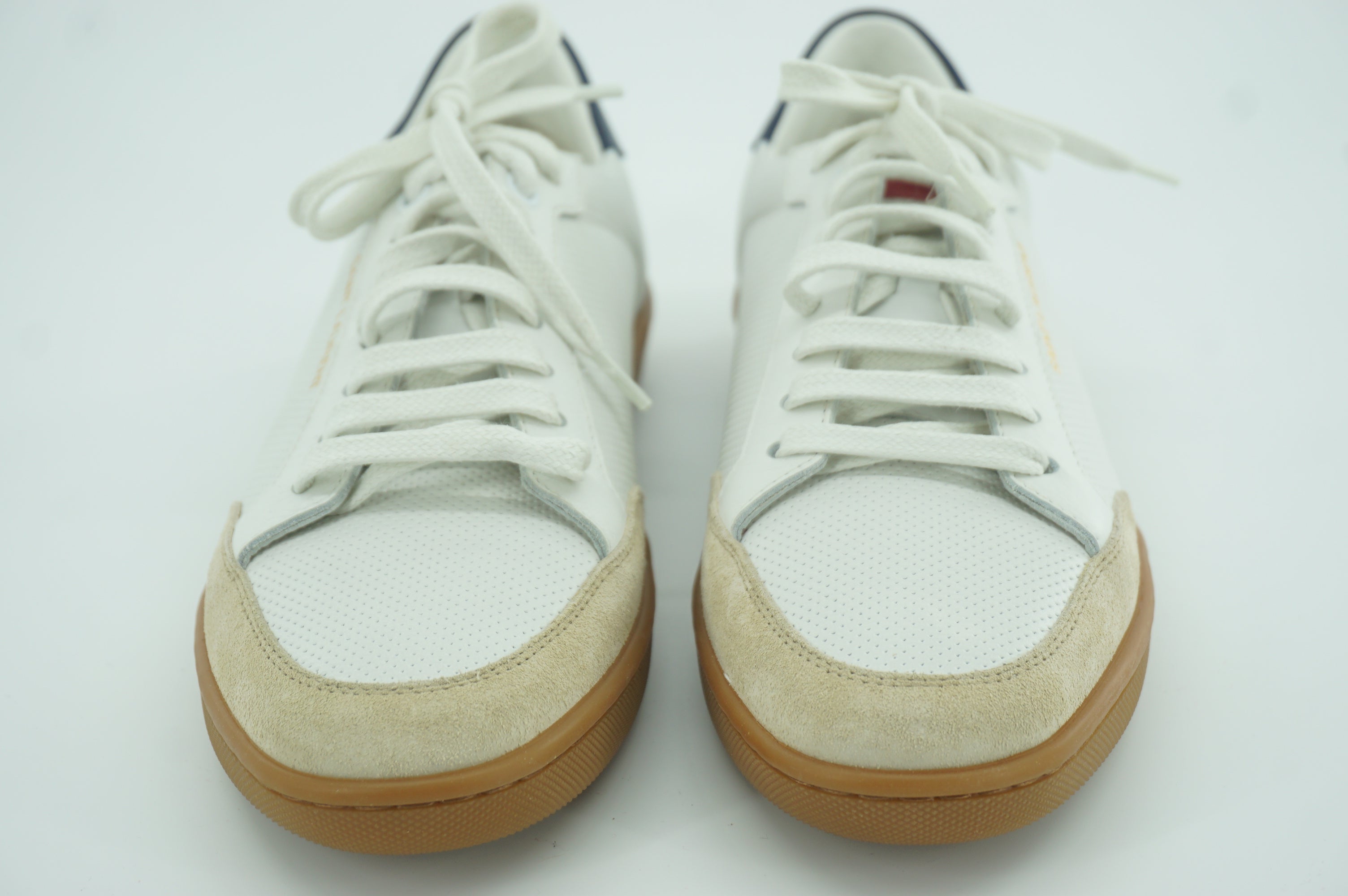 Saint Laurent White Leather Court Classic Low Top Sneakers Size 37 YSL Logo