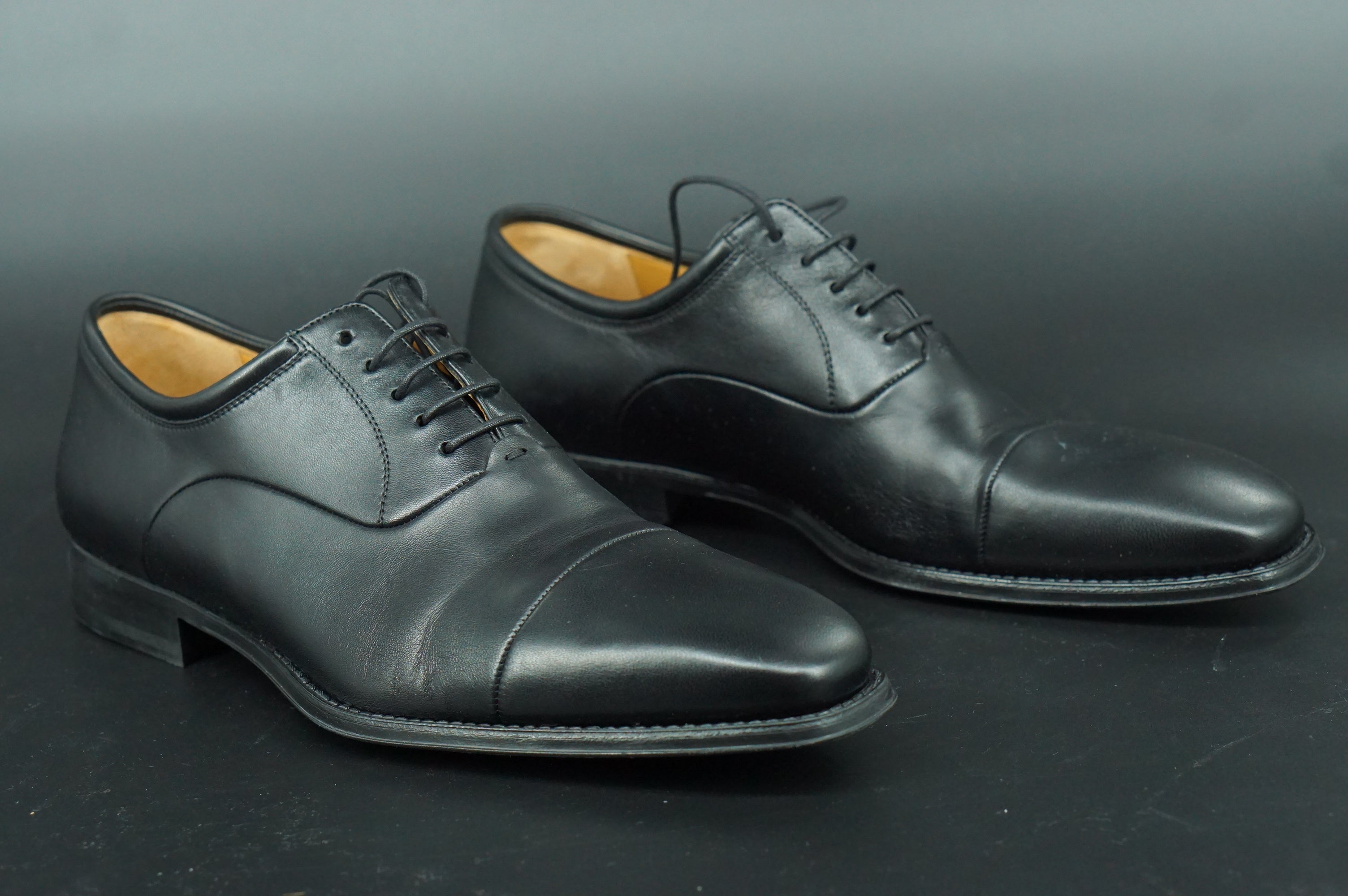 Magnanni Black Leather Frederico Cap Toe Oxford Dress Shoe SZ 12 US 45 New $450
