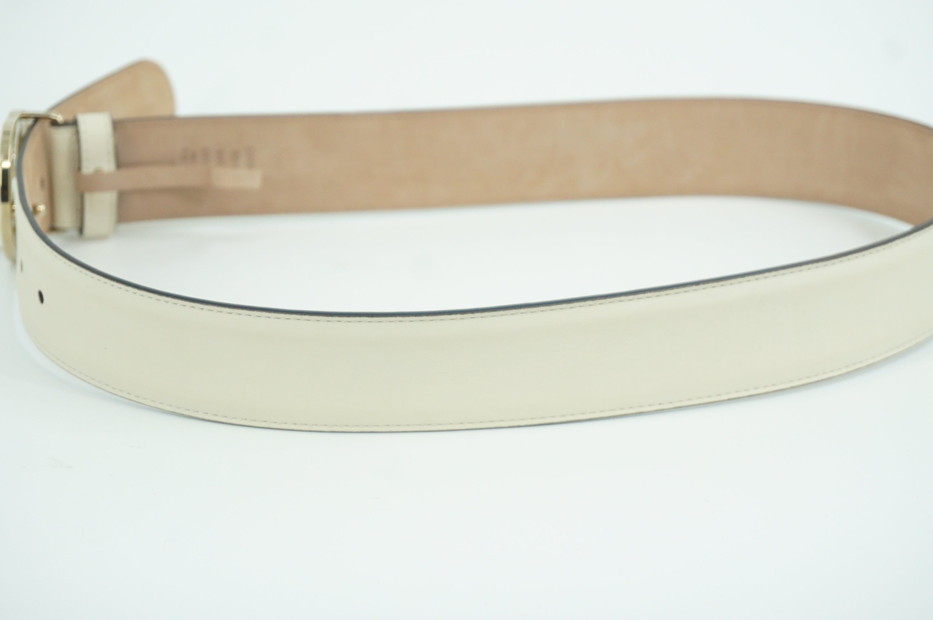 Gucci Double GG Gold logo Ivory Leather Belt 80-32 Gauranteed Authentic