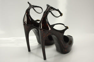 Alexander McQueen Key Hole Open Toe Platform Ankle Strap Sandal SZ 38 NIB $1095