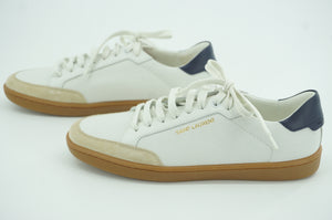 Saint Laurent White Leather Court Classic Low Top Sneakers Size 37 YSL Logo