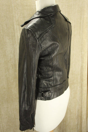 Steve Madden Black Leather Bomber Jacket size XS New $495 Biker