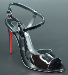 Christian Louboutin So Jenlove 100 Black Patent Sandals Size 35 Ankle Strap $945