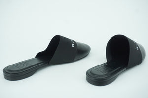 Givenchy Black Bedford Logo Flat Mule Size 38.5 NIB Leather