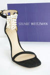 Stuart Weitzman 100 Fringe Square Nudist Crystal Strap Sandals Size 7.5 NIB $545