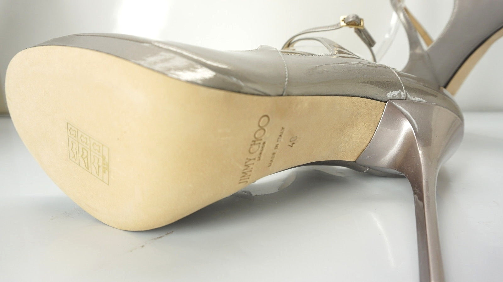 Jimmy Choo Metallic Patent Atlas Platform Strappy Sandals SZ 40 10 NIB $925