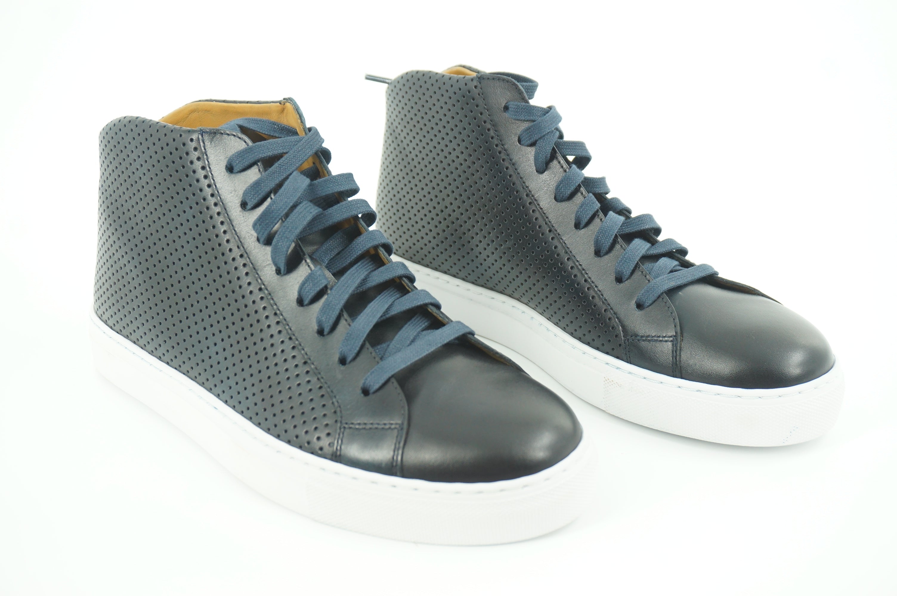 Magnanni Mack Blue Perforate Leather Lace Up D Sneaker SZ 9.5 NIB $335 High Top