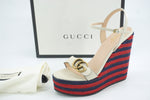 Gucci Maramont Lifford White Platform Espadrille Wedge Sandals SZ 38 NIB $990