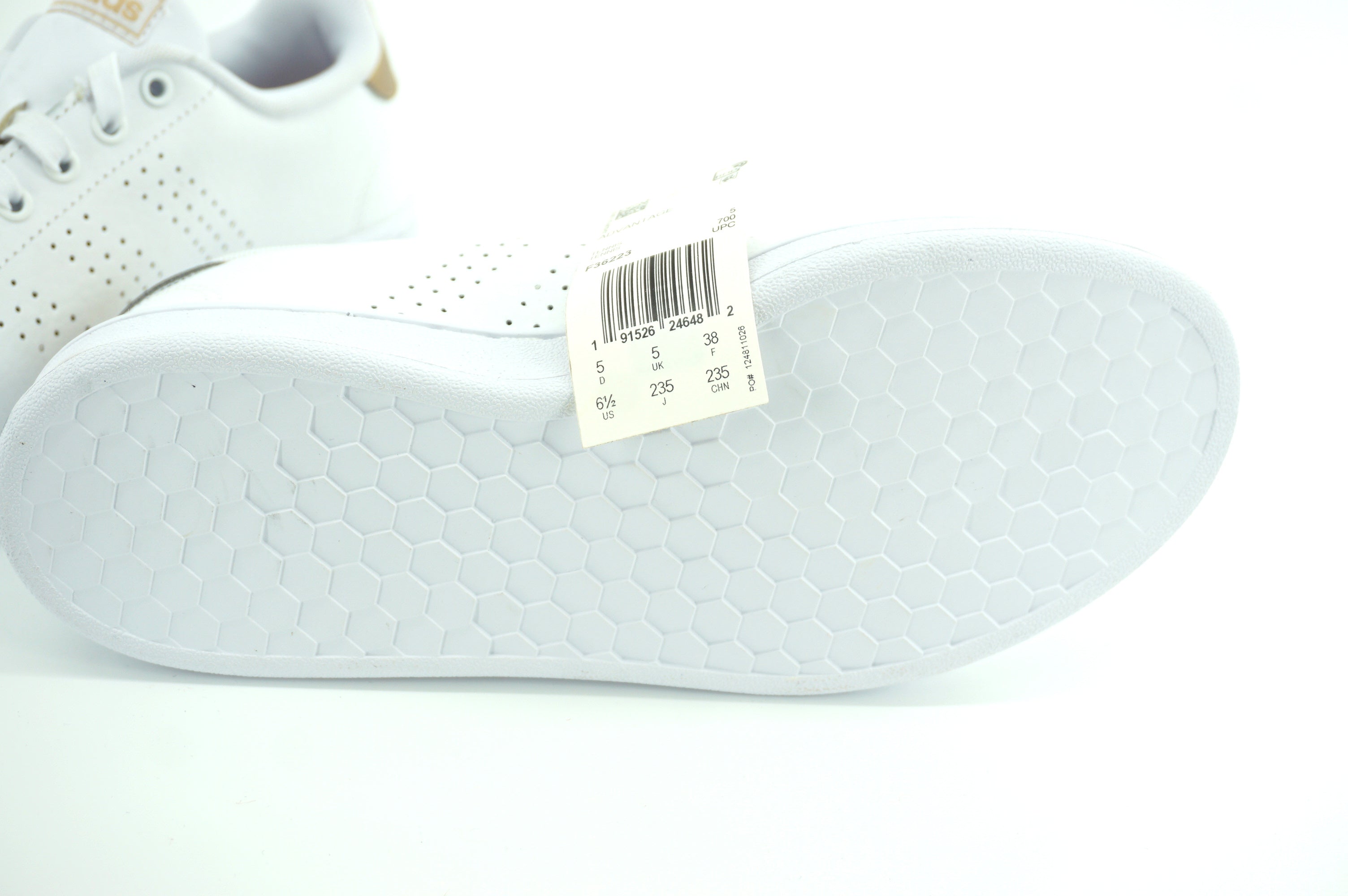 Adidas Women Avantage White Leather Lace-Up Sneaker Size 6.5 striped