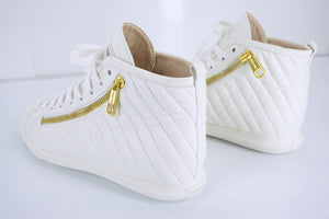 Miu Miu White Leather High Top Zipper Sneakers Size 38.5 New $650