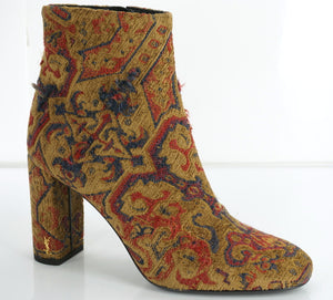 Yves SAINT LAURENT Loulou Tapestry block Heel Ankle Boots SZ 39.5 NIB YSL $995