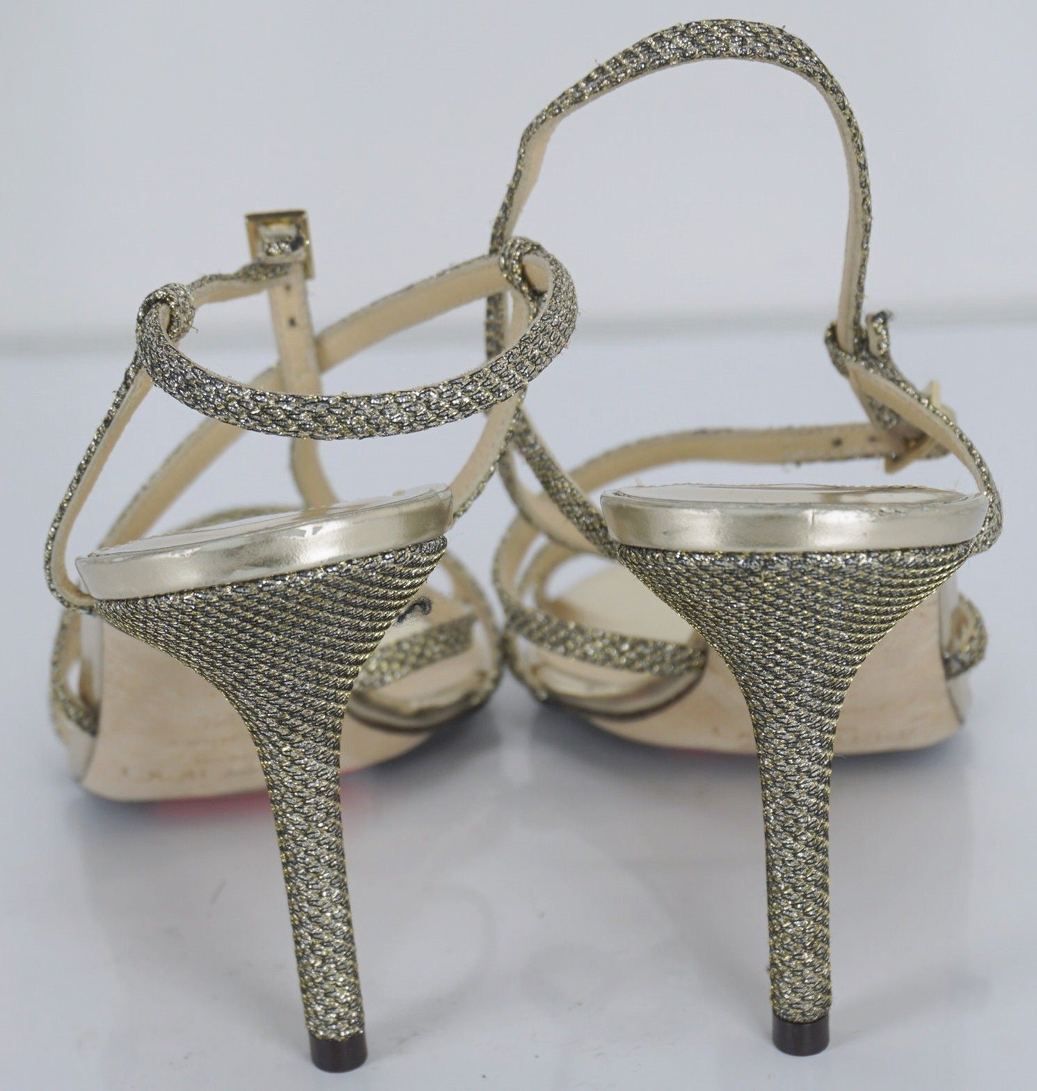 Jimmy Choo Womens Elaine Sandal Gold Glitter Size 36.5