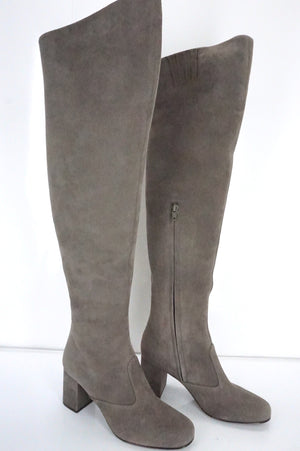 Saint Laurent Grey Suede Babies Over the Knee Boots Size 35 OTK NIB $1495