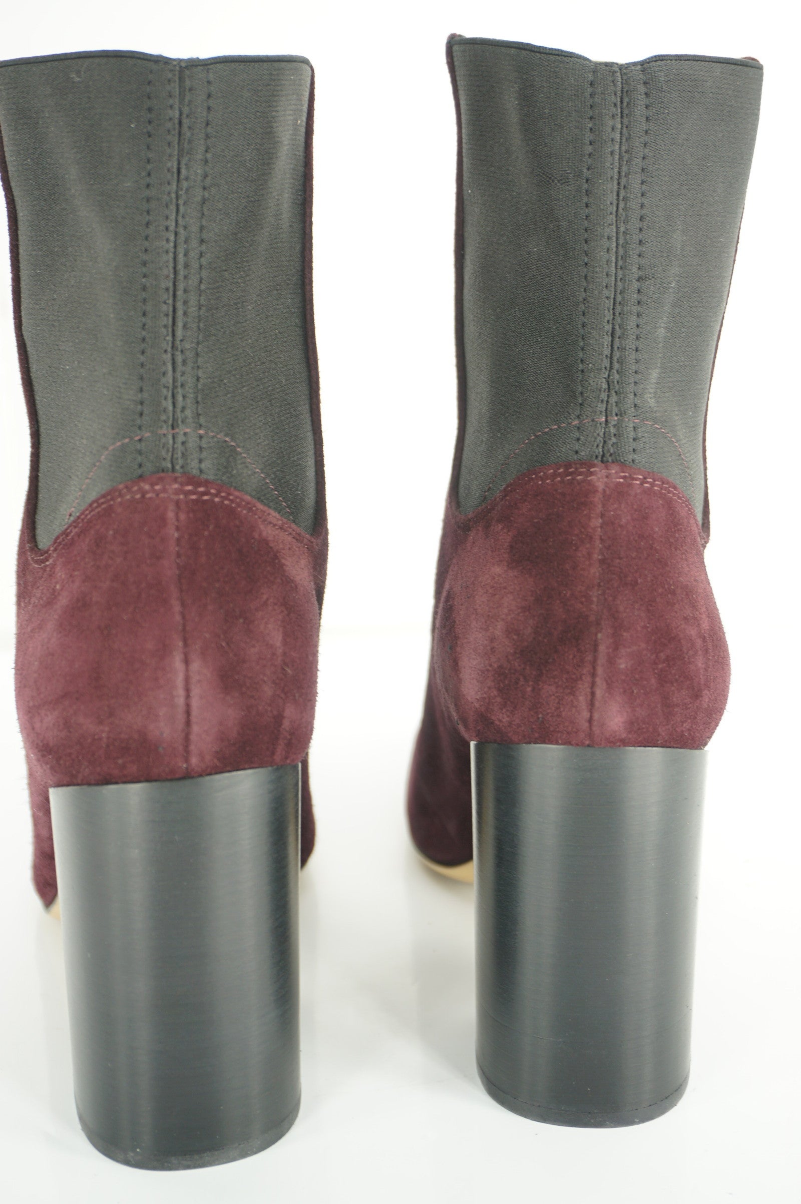 Rag & Bone Agnes Wine Suede Leather Heels Ankle Boots Sz 39 Stretch $575 Chelsea