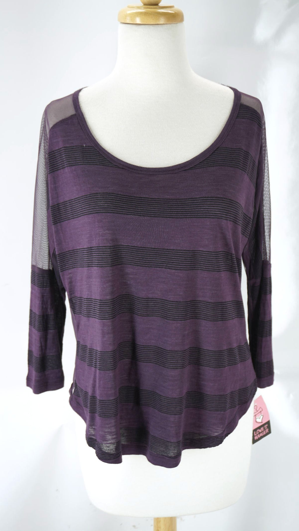 Love On A Hanger Striped T Shirt Sheer Back Blouse SZ Small Purple $32 Nordstrom