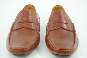 Magnanni Vance Penny Driving Loafers SZ 8 Cognac brown Leather $350 Slip On