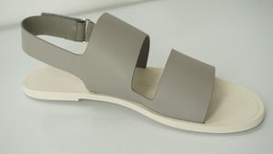 Vince Grey Steel Leather Sorce Ankle Strap Flat Sandals Size 9.5 NIB Women's SZ