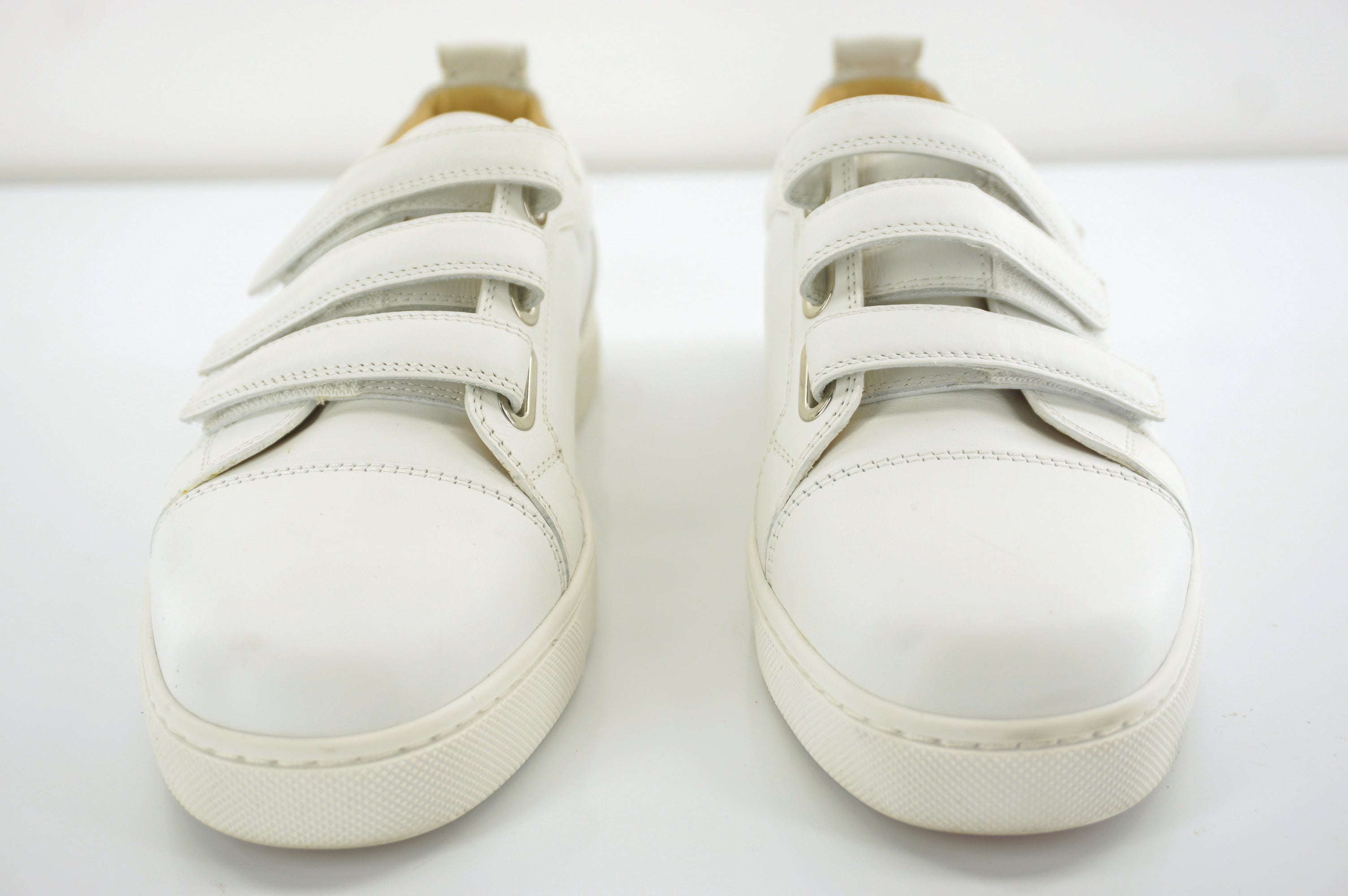 Christian Louboutin Kiddo Donna Three Strap Leather Sneakers SZ 37 White $745