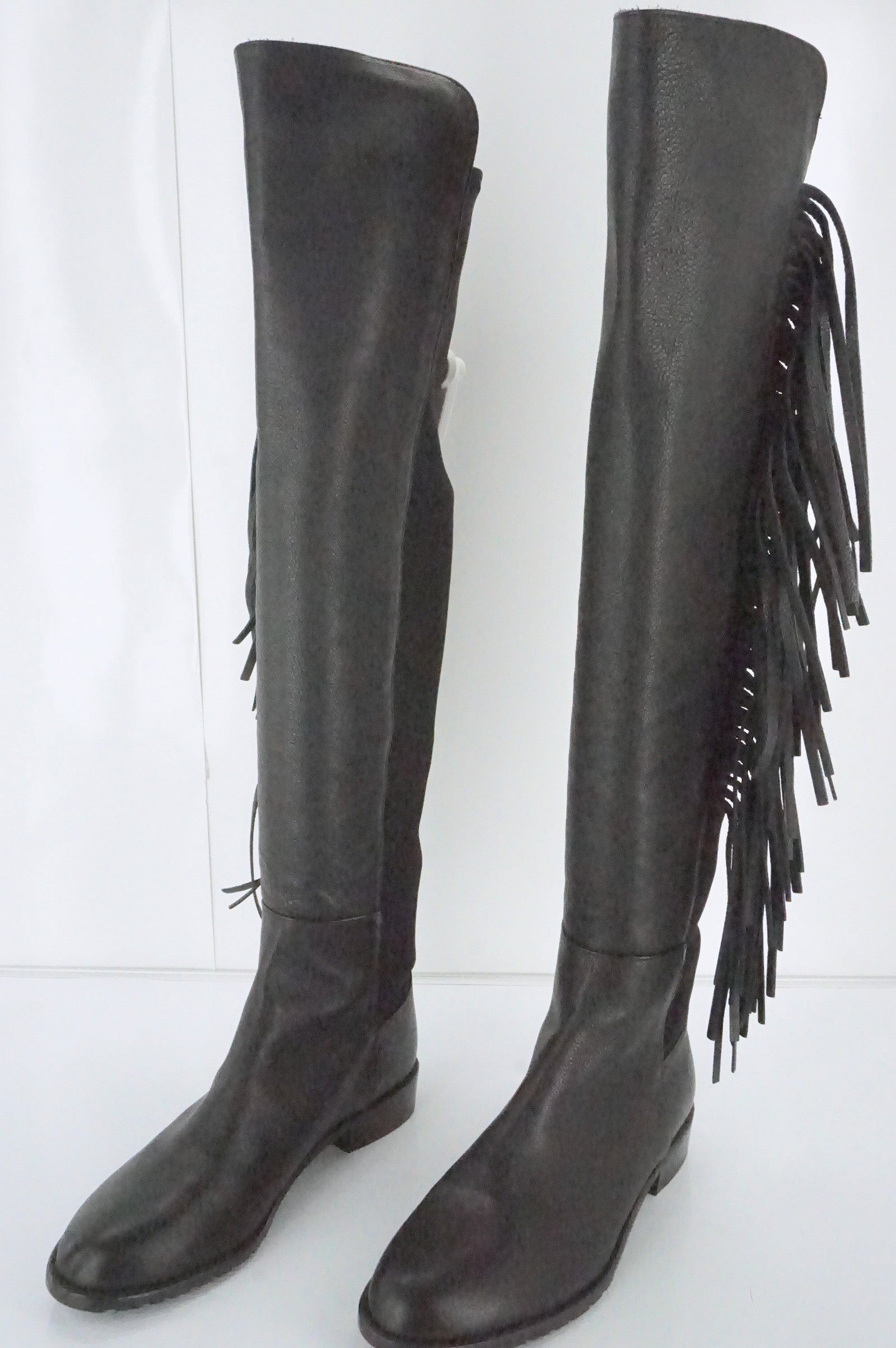 Stuart Weitzman Black Leather Mane Fringe Over Knee Boots SZ 6 NIB OTK 5050 $855