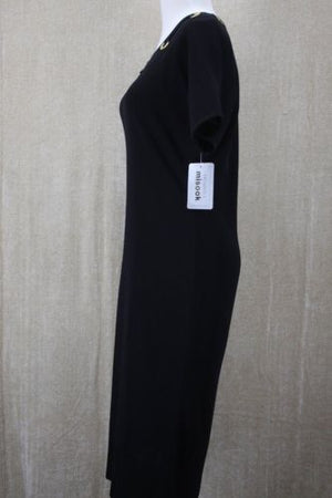 Exclusively Misook Black Knit Dress Size XS Acrylic Knit $370 Short Sleeve