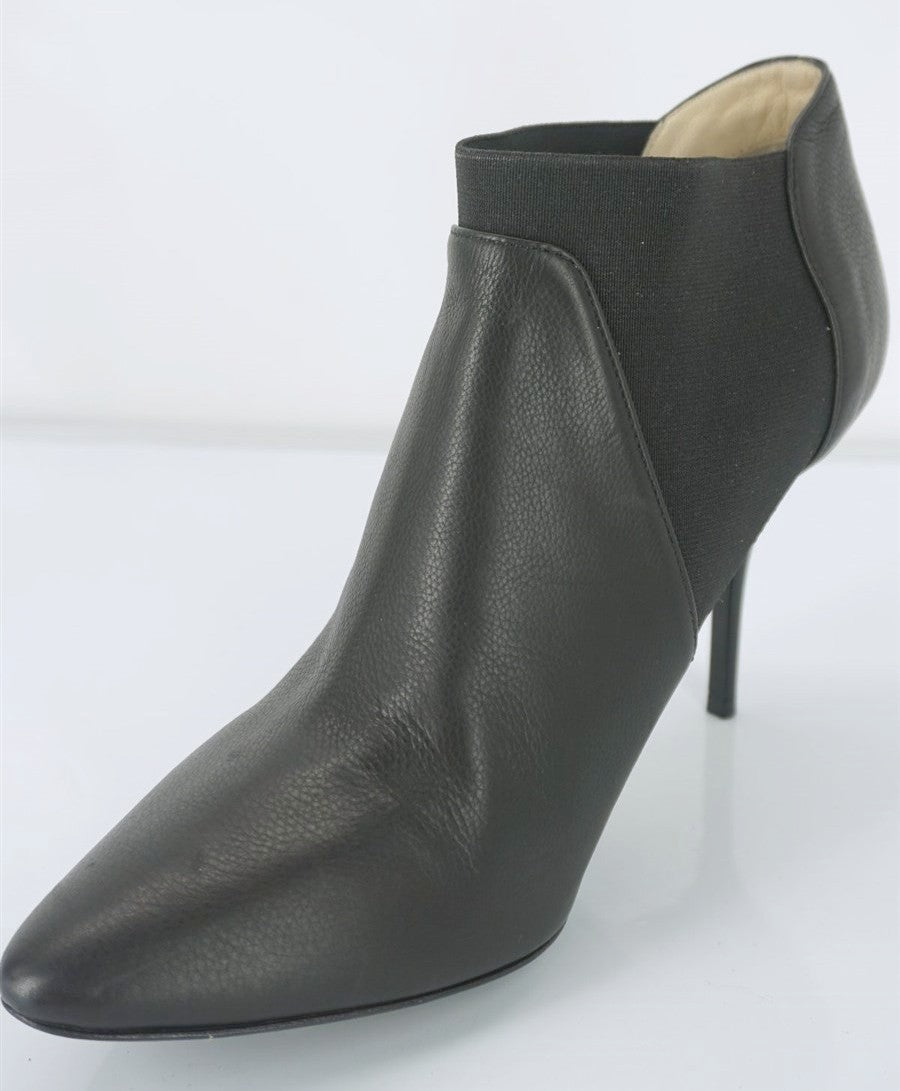 Jimmy Choo Decant Leather Stretch Side Chelsea Ankle Boots SZ 39.5 Pointed $995