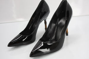 Gucci Black Patent Kristen Pointy Toe Bamboo Heels Pumps Size 35 New $670 Womens