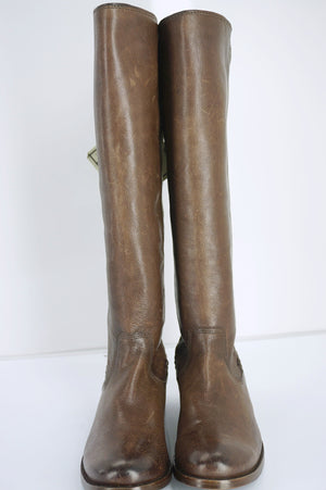 FRYE Molly Gore Tall Brown Leather stretch Riding Boots size 5.5 New $418
