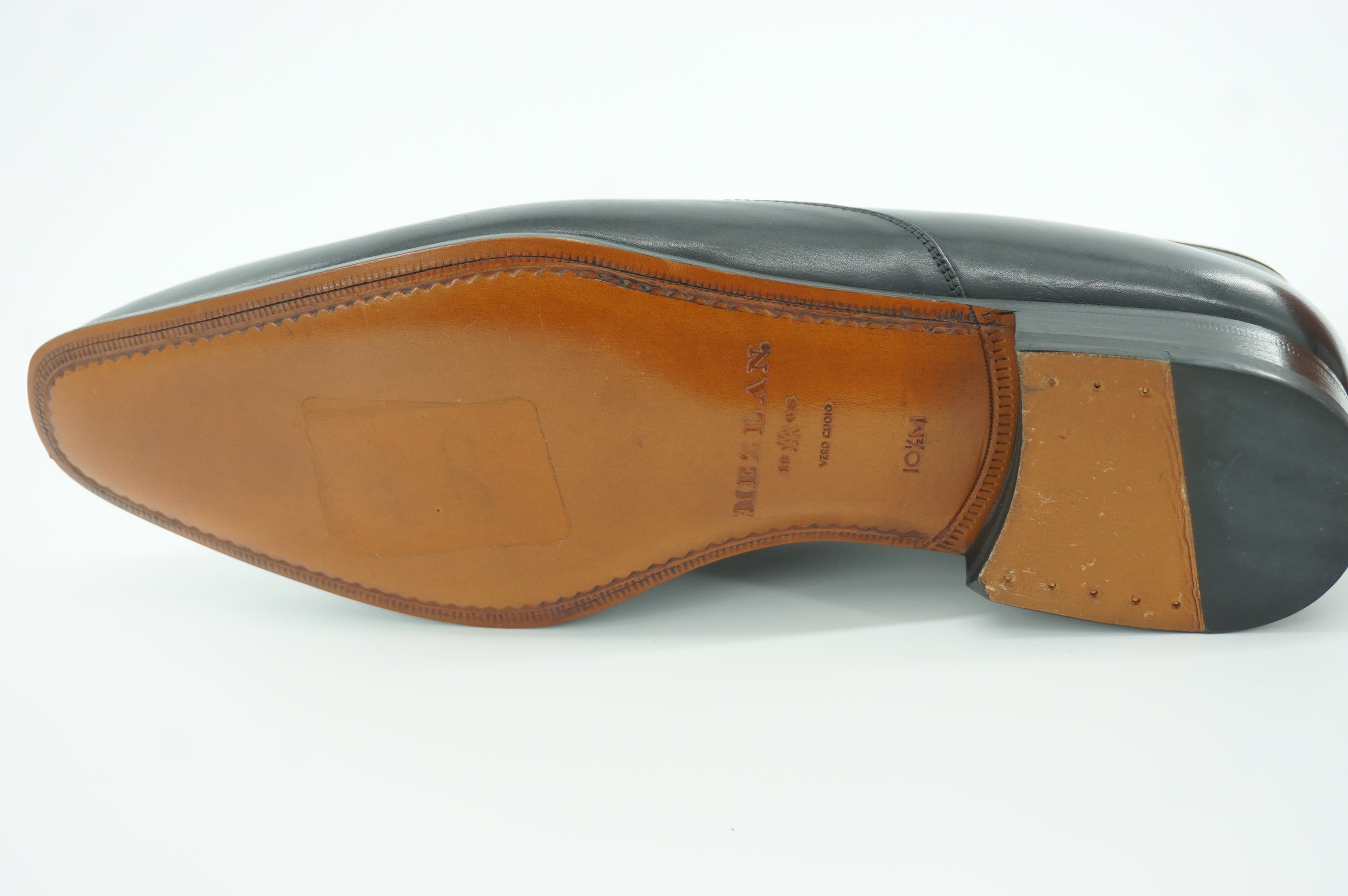 Mezlan Falcon Black Leather Dress Shoes Size 10.5 Logo Bit New $425
