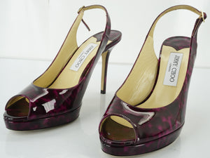 Jimmy Choo Nova Patent Leather Peep Toe Slingback Sandal SZ 39 New Platform $750