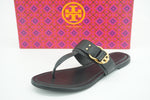 Tory Burch Marsden Black Flat Logo Thong Sandals Size 8.5 Strappy NIB $229