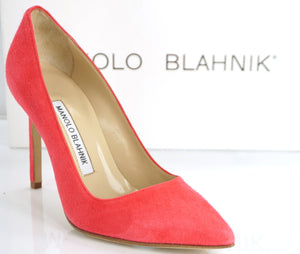 Manolo Blahnik BB Pointed Toe Pink Suede High Heel Pumps SZ 35.5 NIB $625