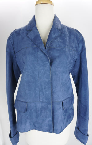 Burberry Dark Canvas Blue Suede Pepleigh Jacket Size 4 US - Small $1695 NWT Coat